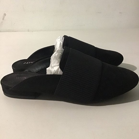 NEW AEROSOLES WOMEN'S LOOK OUT MULE TEXTILE MICROSUEDE BLACK 5 M - Picture 1 of 9